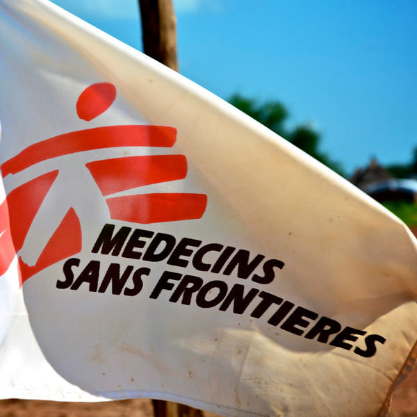 Medicins Sans Frontieres Logo On A Flag